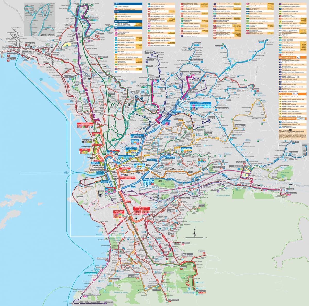 Marseille peta pengangkutan