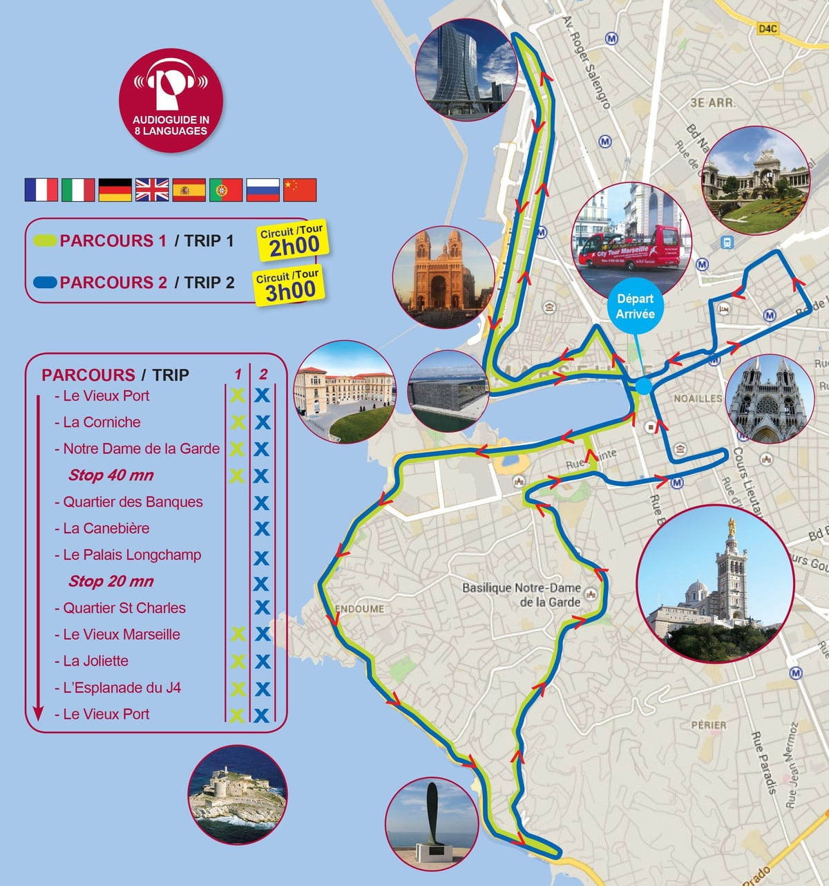 hop hop off bas Marseille, perancis peta
