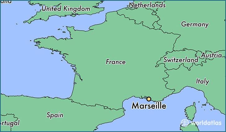 menunjukkan Marseille dalam peta perancis
